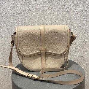 Nordstrom - Elegant Cream Leather Crossbody Bag 100% Leather